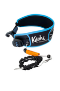Kaohi Anchorman wing foil waist harness with integrated quick-release wing leash and orange sea anchor handle, designed for hands-free wing foiling and safety at sea.