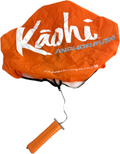 Kaohi Anchorman wing foil sea anchor with bright orange canopy and quick-release handle for securing and stabilizing wings during foiling sessions — premium safety gear for wing foilers from Kaohi.