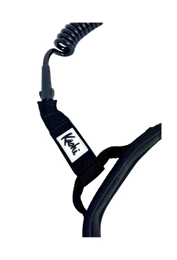Kaohi Continuous Coil 8mm Leash + Padded Black Belt with Soft Hook & Loop (Velcro)